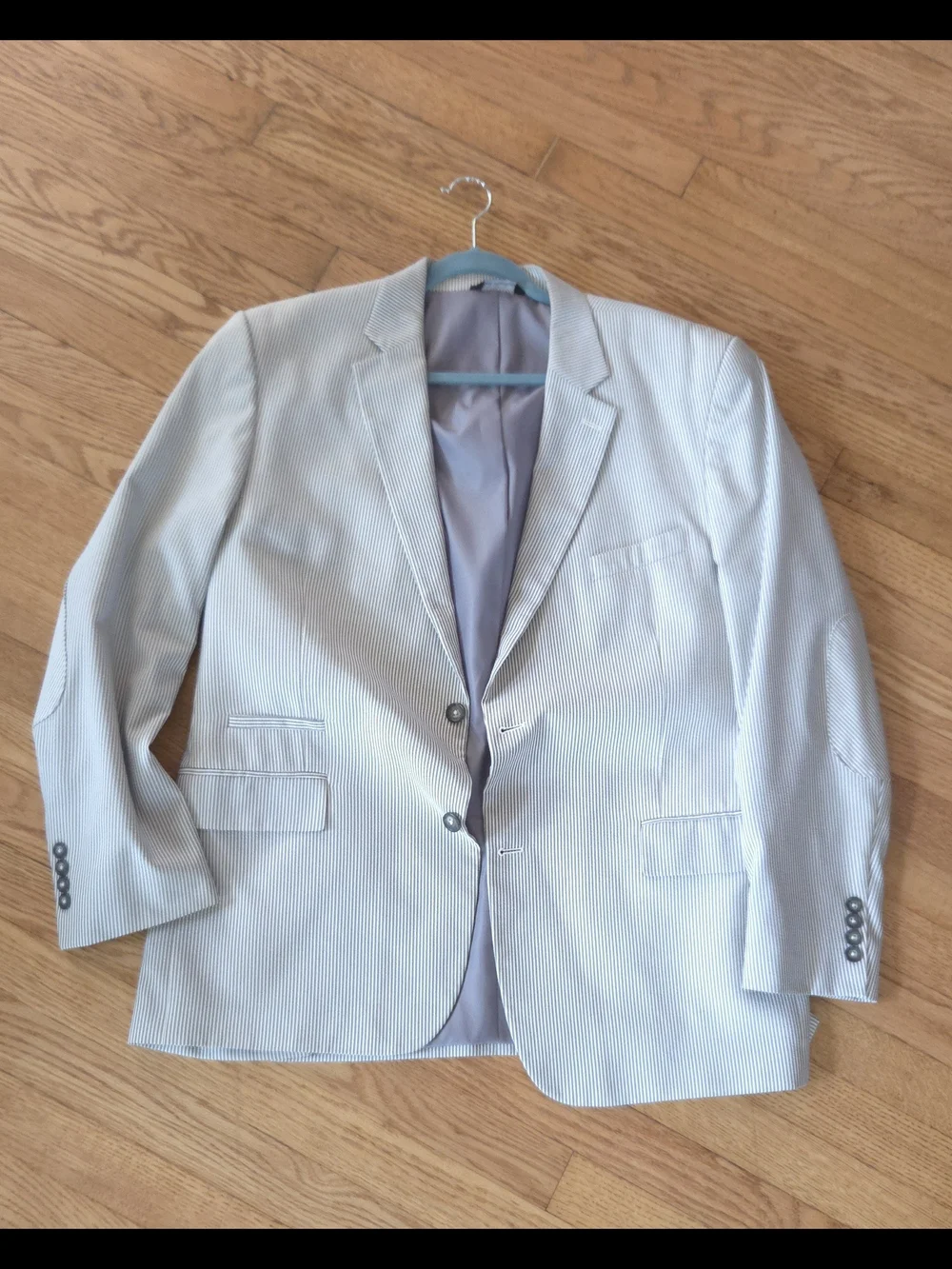 Light Blue Seersucker Sport Coat - Classic Two-Button Blazer